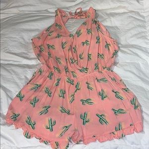 Pink cactus print romper
